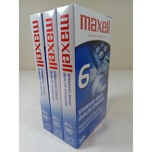 Maxell T-120/246m VHS Tape Standard Blank VCR 6 Hours NEW SEALED X 3